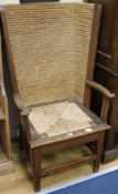 An Orkney Islands oak chair, with woven back