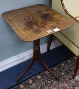 A Regency mahogany tripod table, with rounded square top W.46cm