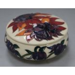 A Modern Moorcroft cream ground bowl and cover