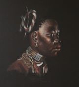 D. Dunstangouache on black paperPortrait of an African womansigned and dated 196417.5 x 13in.