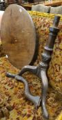 A George III mahogany tripod tea table, with plain tripod, W.70cm