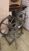 A beech and ash spinning wheel W.78cm