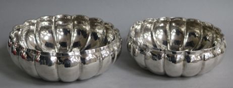 Two continental 900 standard silver cusped circular bowls, stamped 900 and maker's mark? conjoined