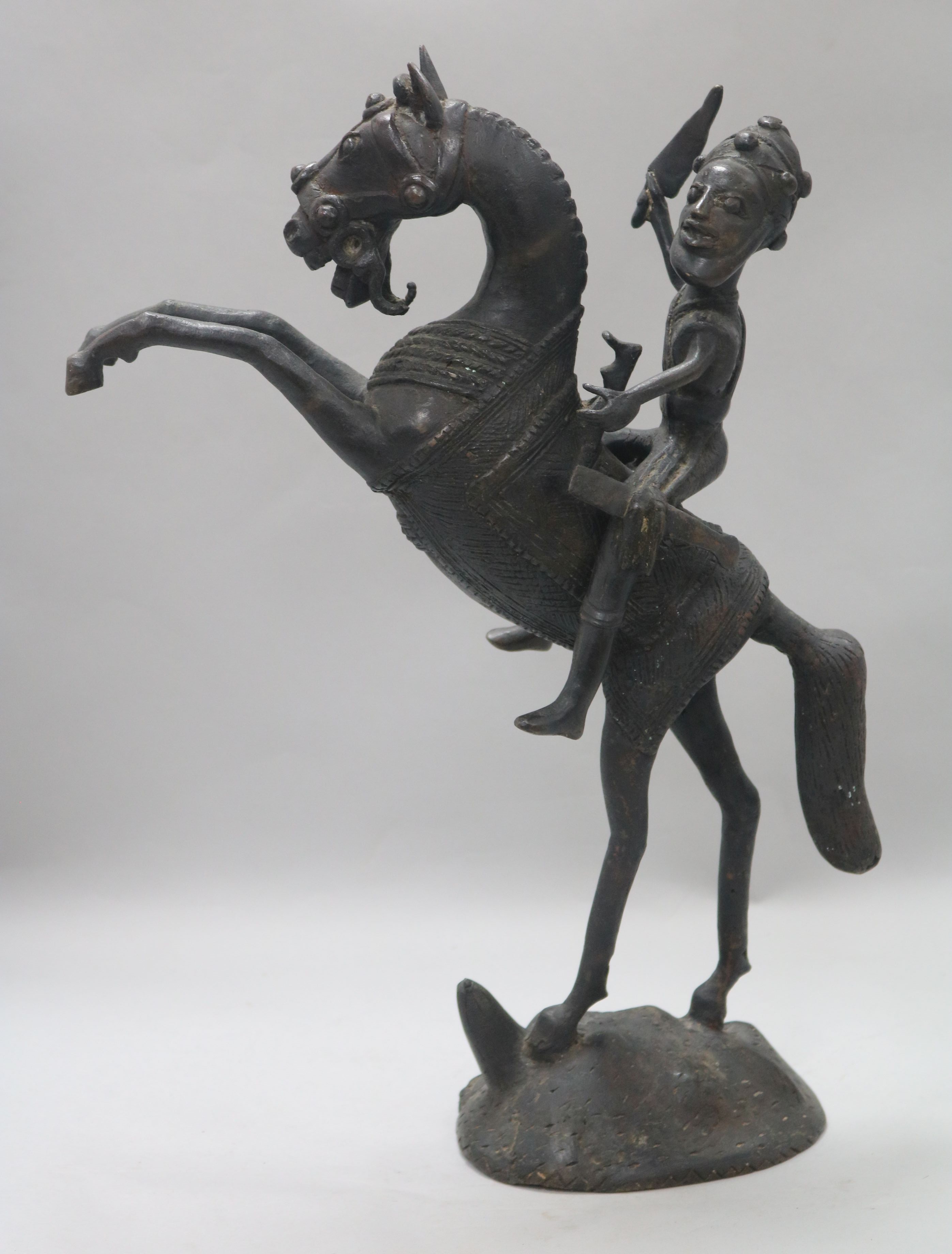 A bronze horse and rider