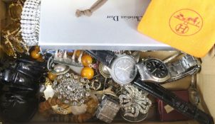 A quantity of silver and other jewellery including Christian Dior, watches, Georg Jensen etc.