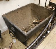 A cast iron log bin W.62cm