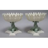 A pair of Royal Worcester 'dolphin' bon bon dishes
