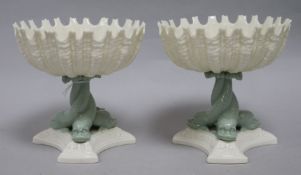 A pair of Royal Worcester 'dolphin' bon bon dishes