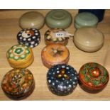 Eleven Chinese ceramic boxes and covers