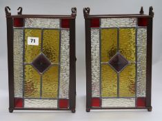 A pair of stained glass hall lanterns