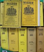 12 John Wisden - Cricketers Almanack - 1951,52-1979, 1980 (2), 1981-1986, 1989, 1992