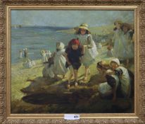 English Schoolmodern oil on canvasChildren on the beach19.5 x 23.5in.