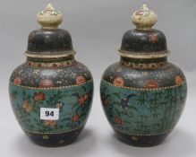 Two Japanese ceramic cloisonne vases