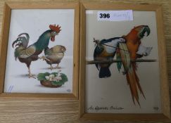 HEA2 watercoloursCaricatures of birds 'An Operatic Prelude' and 'The Duckling'monogrammed8.5 x