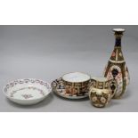 A Crown Derby vase, a jug and bowl, etc.