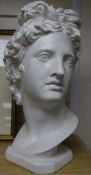 A plaster bust of Apollo