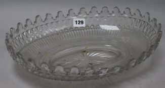 A large late Georgian oval cut glass fruit bowl