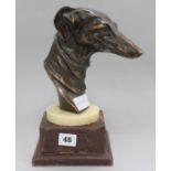 A bronze dog's head