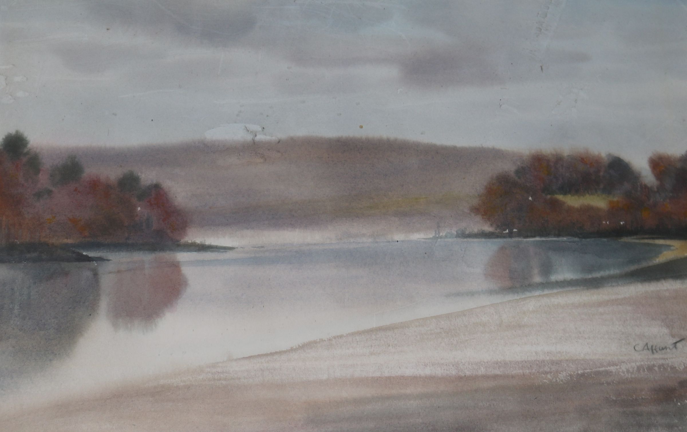 Cecil Arthur Hunt (1873-1965)watercolourLake scenesigned34 x 52cm
