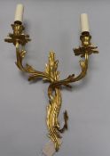 A Louis XV style ormolu two branch wall light