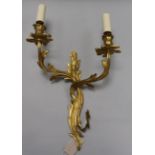 A Louis XV style ormolu two branch wall light