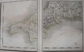 CARY, JOHN - NEW MAP OF ENGLAND AND WALES, quarto, burr calf, front board detached, fly leaf