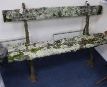 A wrought iron bench W.145cm