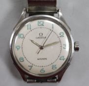 A gentleman's 1940's stainless steel Omega automatic wrist watch.