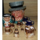 A collection of Royal Doulton miniature jugs and tygs, etc