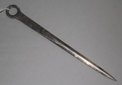 A modern silver meat skewer, by Francis Howard Ltd, London, 1977.