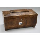 A Regency burr yew tea caddy