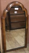 A walnut gable-arched mirror, W.43cm