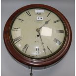 An early 19th century mahogany circular dial eight day wall timepiece