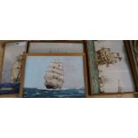 Herbert Touzeau Ahier4 watercoloursArk Royal 1587-1636 and 3 other historic marine subjectssigned