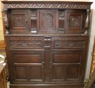 An oak court cupboard