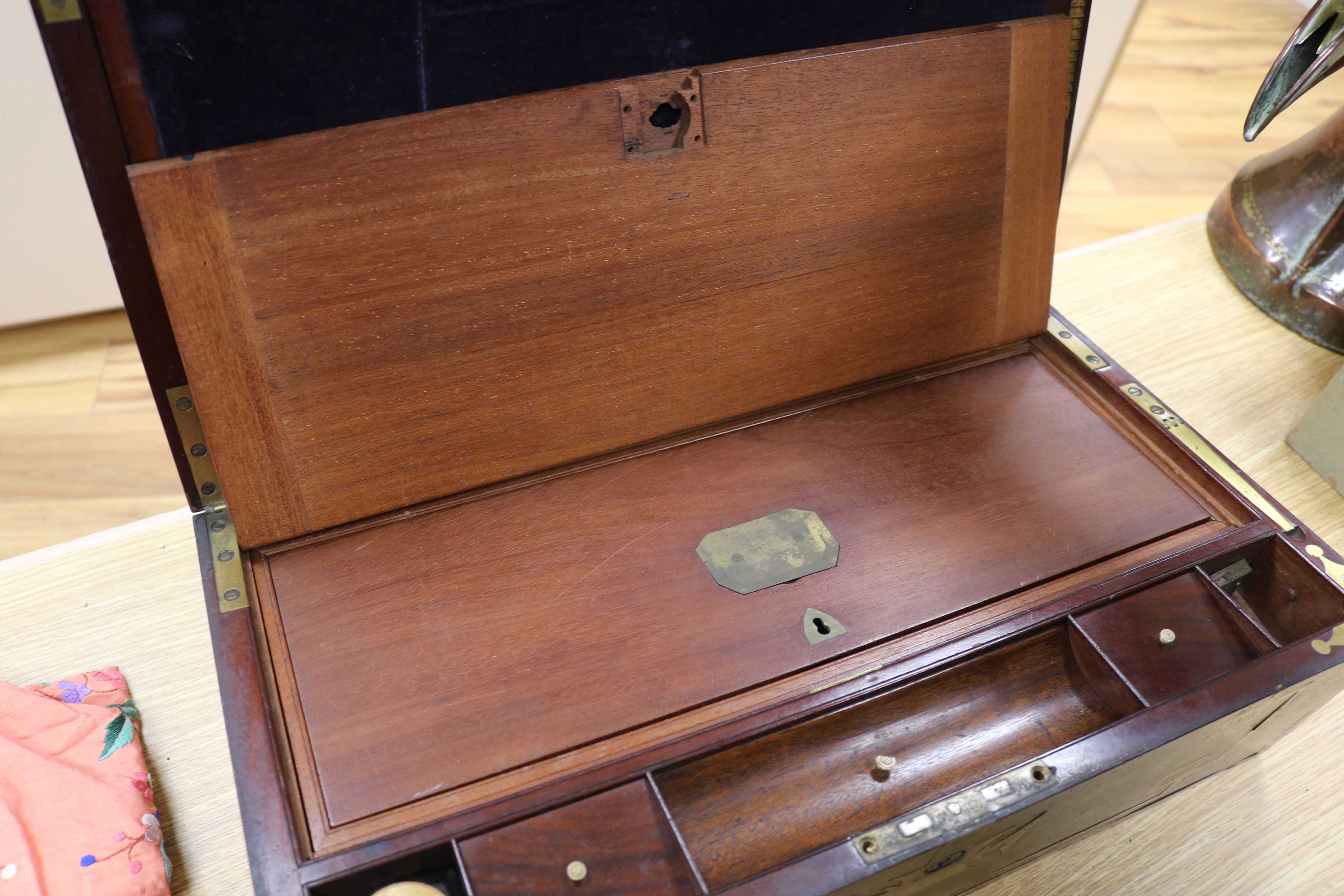 A Regency mahogany brass writing slope - Image 4 of 9