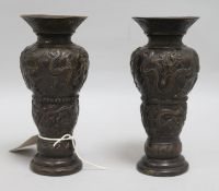 A pair of Chinese bronze vases, Republic period