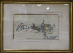 Attributed to Henry Alken3 pencil and watercolour drawingsCoaching scenes7.75 x 13.75in.