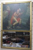 A French Troumeau painted mirror W.80cm