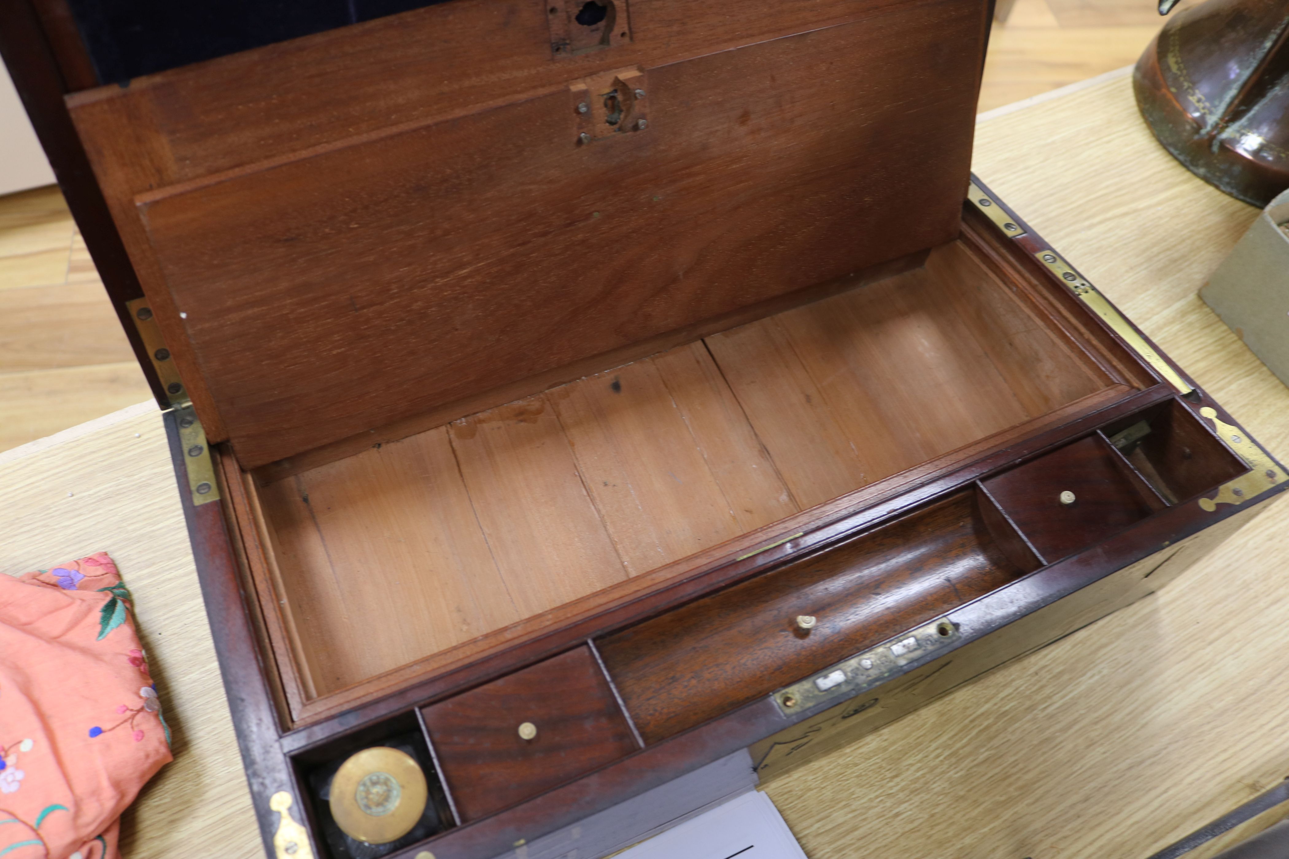 A Regency mahogany brass writing slope - Image 5 of 9