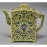 A Chinese Republic period yellow ground tea pot
