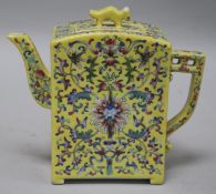 A Chinese Republic period yellow ground tea pot