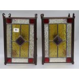 A pair of stained glass hall lanterns