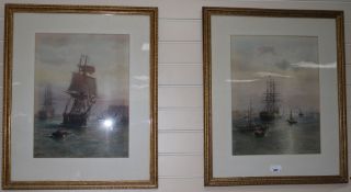 Fred Millerpair of watercoloursShipping in Portsmouth harboursigned54 x 41cm
