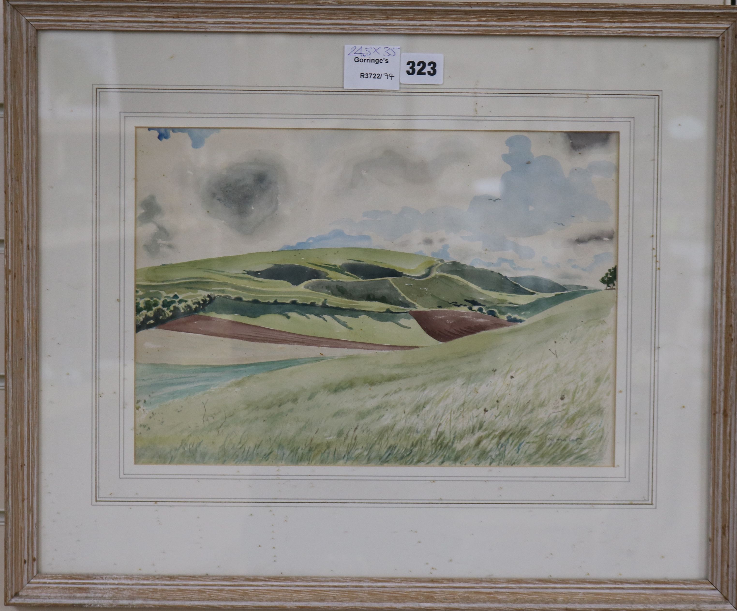 Guy Malet (1900-1973)2 watercoloursAfore Alfriston and Across the Marshone signedlargest 24.5 x