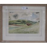 Guy Malet (1900-1973)2 watercoloursAfore Alfriston and Across the Marshone signedlargest 24.5 x