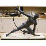 J. De Roncourt. A bronze and spelter sculpture 'Le Bendeur'