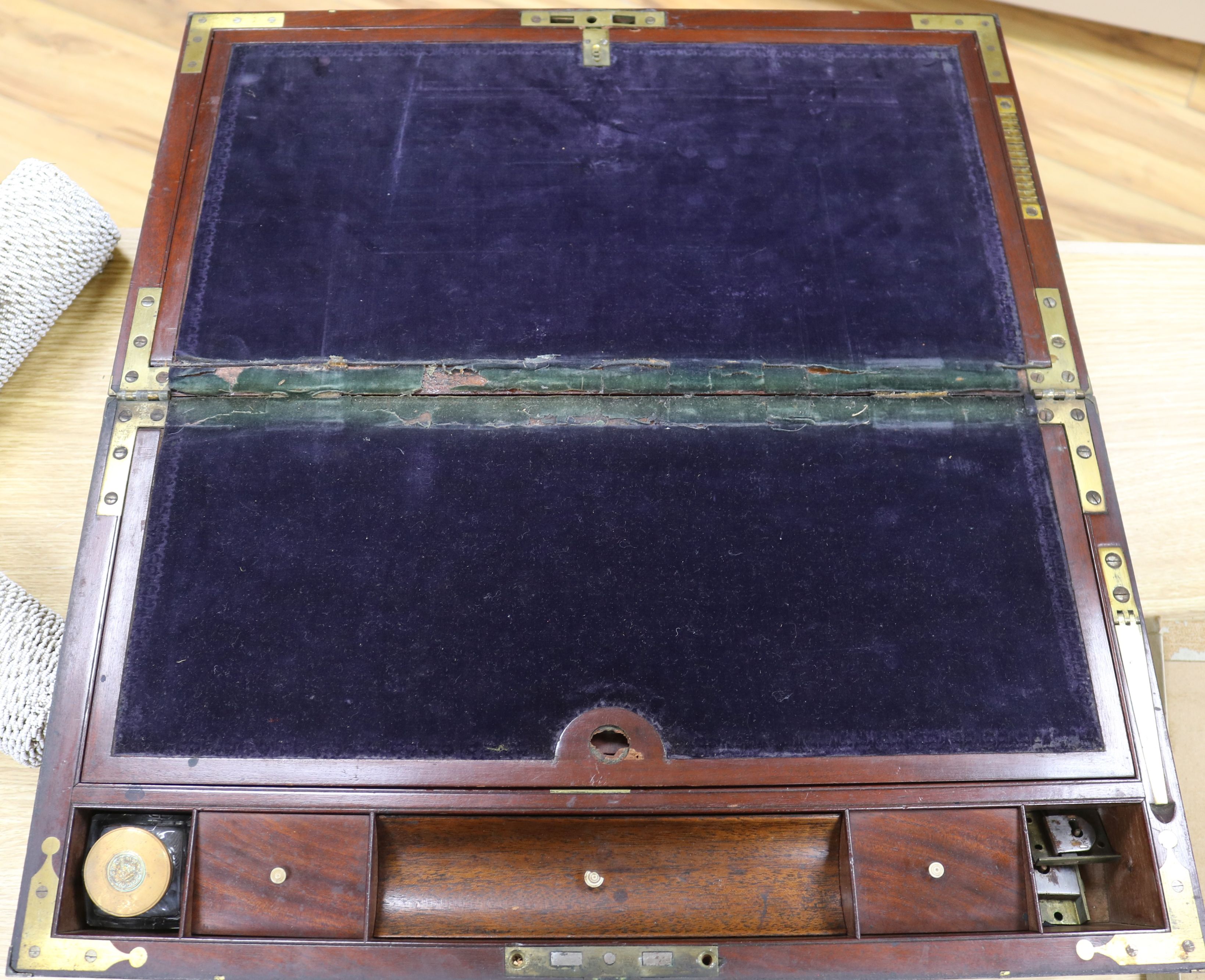 A Regency mahogany brass writing slope