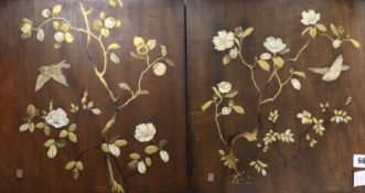 A pair of Japanese ivory and lacquer panels, c.1900