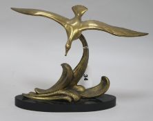 A French Art Deco bronze of a seagull, signed Leger